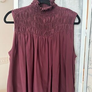 FRAME high necked ruched tank, 100% silk.